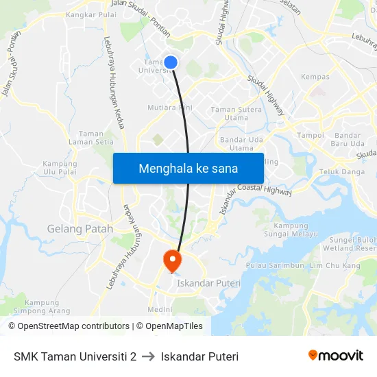 SMK Taman Universiti 2 to Iskandar Puteri map