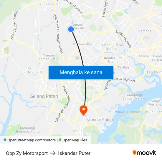 Opp Zy Motorsport to Iskandar Puteri map
