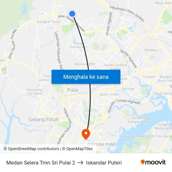Medan Selera Tmn Sri Pulai 2 to Iskandar Puteri map