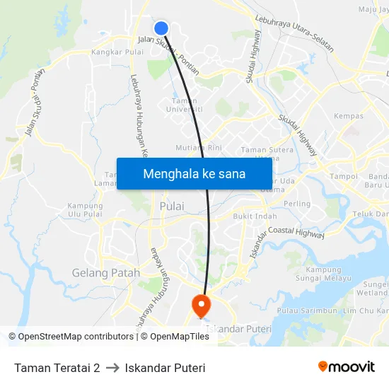 Taman Teratai 2 to Iskandar Puteri map