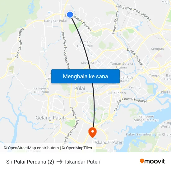 Sri Pulai Perdana (2) to Iskandar Puteri map
