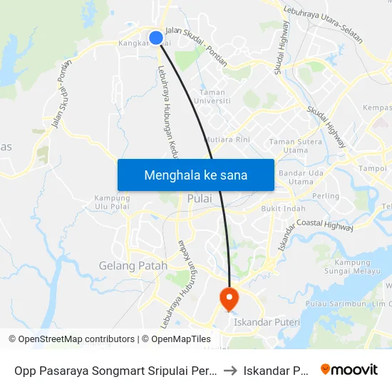 Opp Pasaraya Songmart Sripulai Perdana 2 to Iskandar Puteri map
