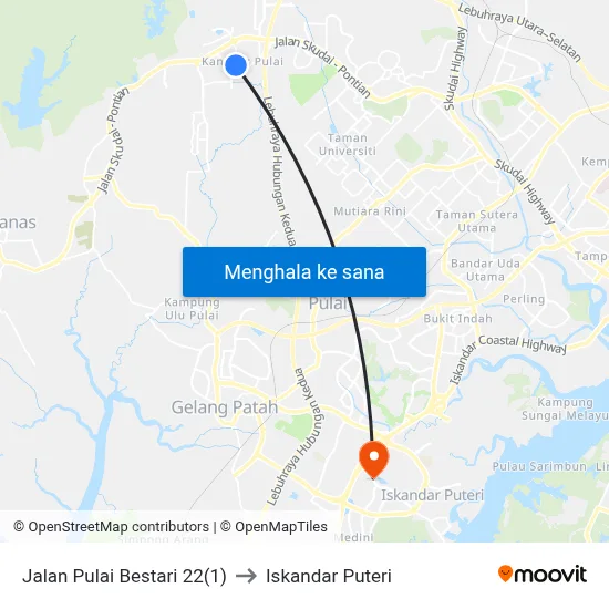 Jalan Pulai Bestari 22(1) to Iskandar Puteri map