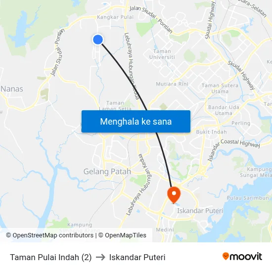 Taman Pulai Indah (2) to Iskandar Puteri map