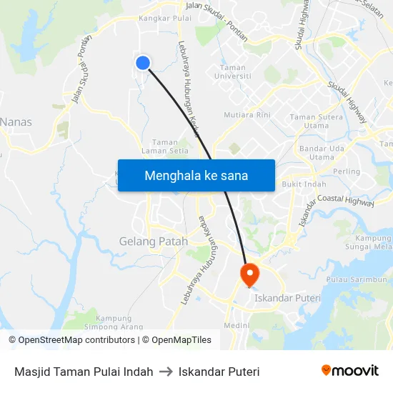 Masjid Taman Pulai Indah to Iskandar Puteri map