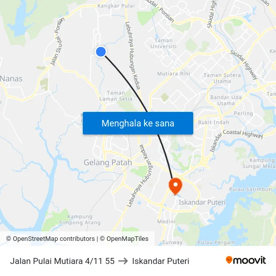 Jalan Pulai Mutiara 4/11 55 to Iskandar Puteri map