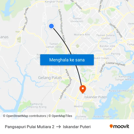 Pangsapuri Pulai Mutiara 2 to Iskandar Puteri map