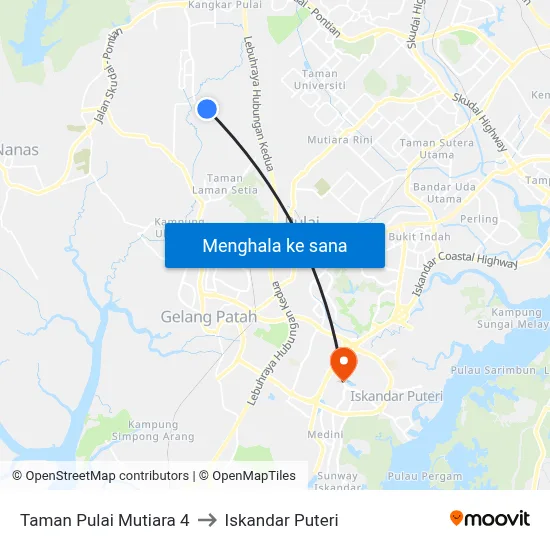 Taman Pulai Mutiara 4 to Iskandar Puteri map