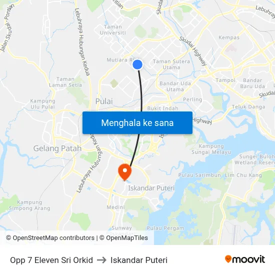 Opp 7 Eleven Sri Orkid to Iskandar Puteri map