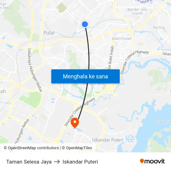 Taman Selesa Jaya to Iskandar Puteri map