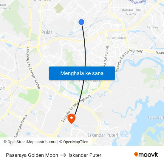 Pasaraya Golden Moon to Iskandar Puteri map