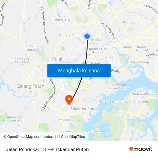 Jalan Pendekar 18 to Iskandar Puteri map