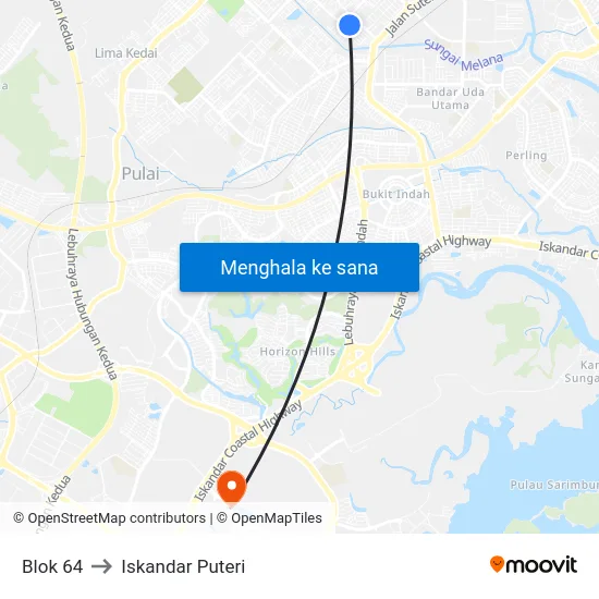Blok 64 to Iskandar Puteri map
