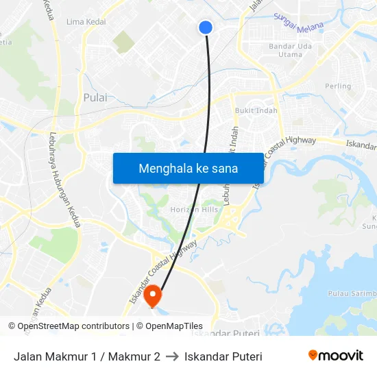 Jalan Makmur 1 / Makmur 2 to Iskandar Puteri map
