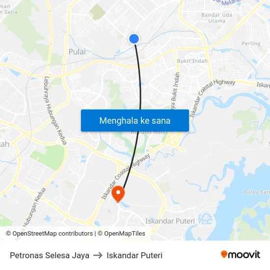 Petronas Selesa Jaya to Iskandar Puteri map