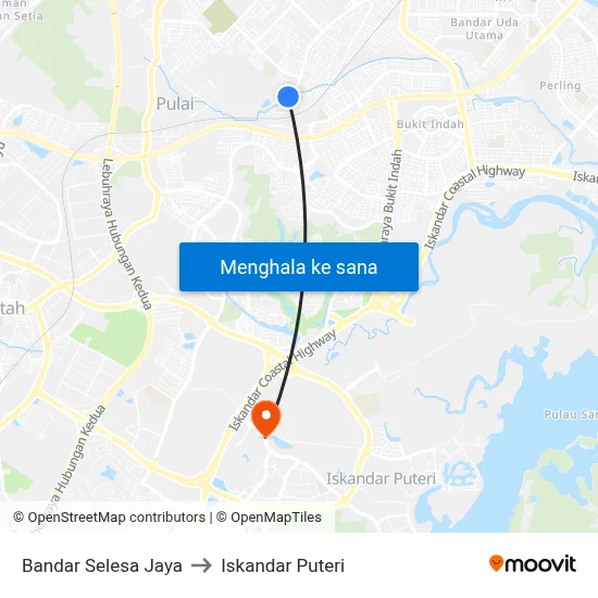 Bandar Selesa Jaya to Iskandar Puteri map