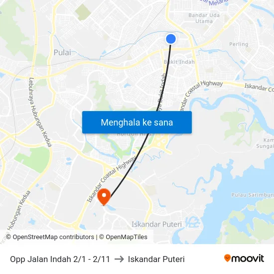 Opp Jalan Indah 2/1 - 2/11 to Iskandar Puteri map
