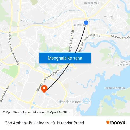 Opp Ambank Bukit Indah to Iskandar Puteri map