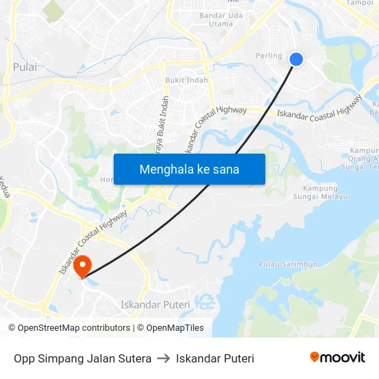 Opp Simpang Jalan Sutera to Iskandar Puteri map