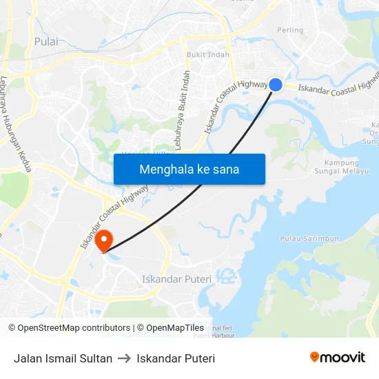 Jalan Ismail Sultan to Iskandar Puteri map