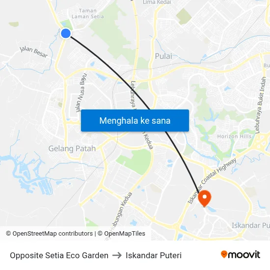 Opposite Setia Eco Garden to Iskandar Puteri map