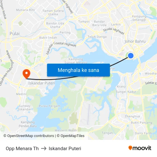 Opp Menara Th to Iskandar Puteri map