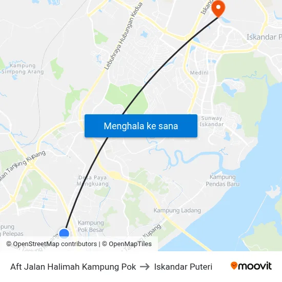Aft Jalan Halimah Kampung Pok to Iskandar Puteri map