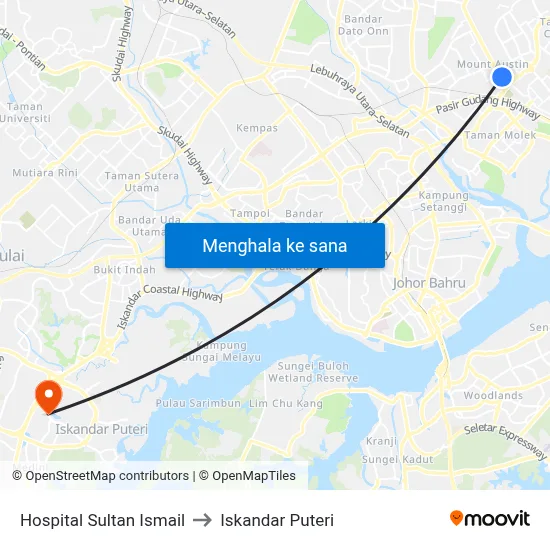 Hospital Sultan Ismail to Iskandar Puteri map