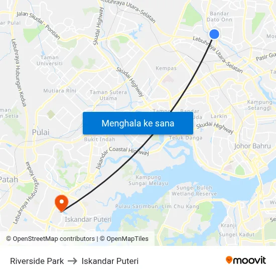 Riverside Park to Iskandar Puteri map