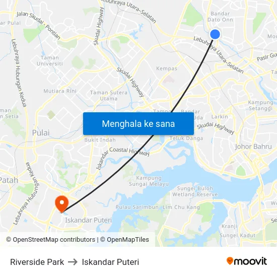 Riverside Park to Iskandar Puteri map