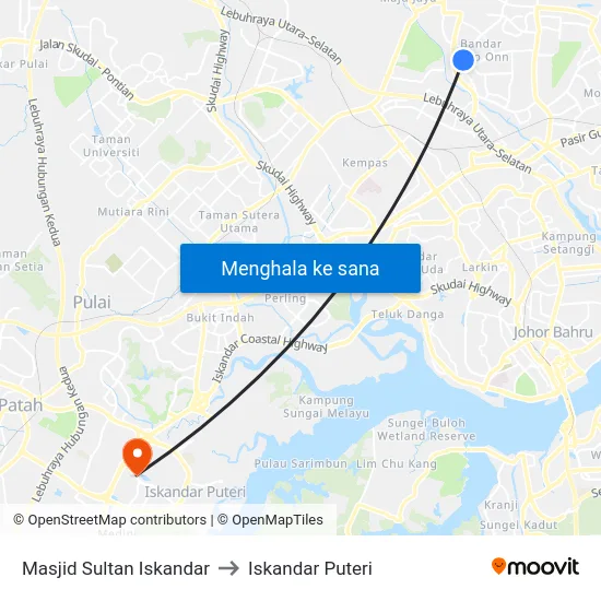 Masjid Sultan Iskandar to Iskandar Puteri map
