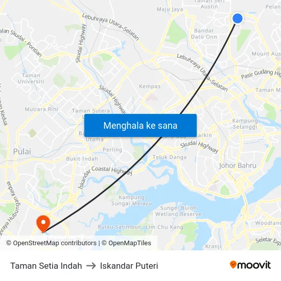 Taman Setia Indah to Iskandar Puteri map