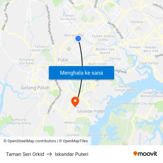 Taman Seri Orkid to Iskandar Puteri map