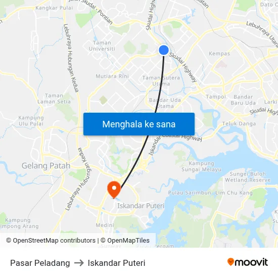 Pasar Peladang to Iskandar Puteri map
