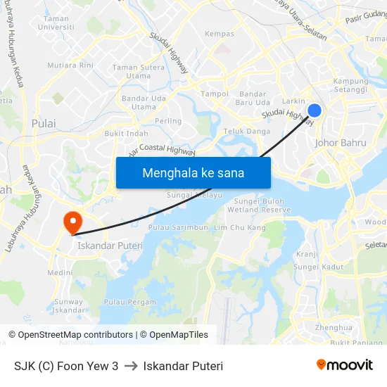 SJK (C) Foon Yew 3 to Iskandar Puteri map