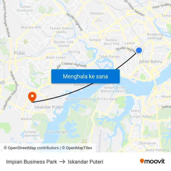 Impian Business Park to Iskandar Puteri map