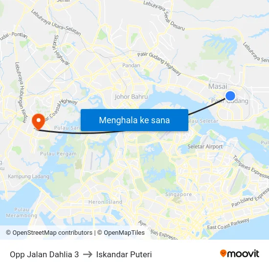 Opp Jalan Dahlia 3 to Iskandar Puteri map