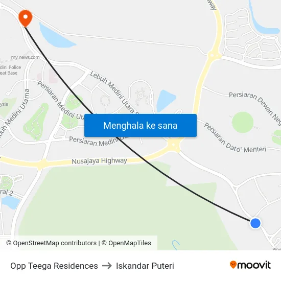 Opp Teega Residences to Iskandar Puteri map