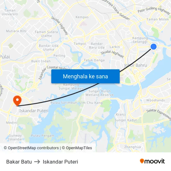 Bakar Batu to Iskandar Puteri map