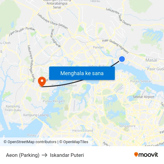 Aeon (Parking) to Iskandar Puteri map