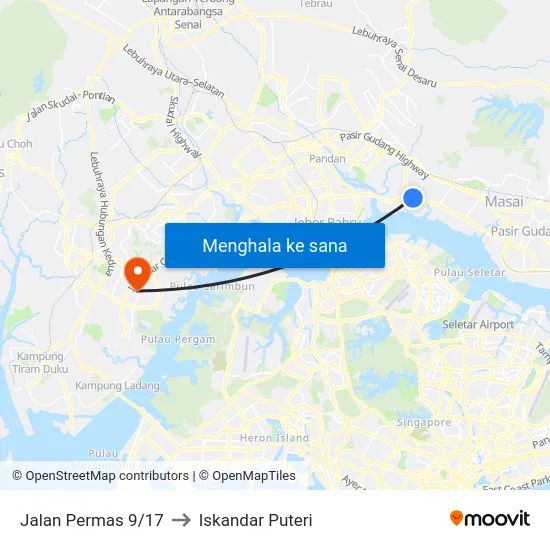 Jalan Permas 9/17 to Iskandar Puteri map