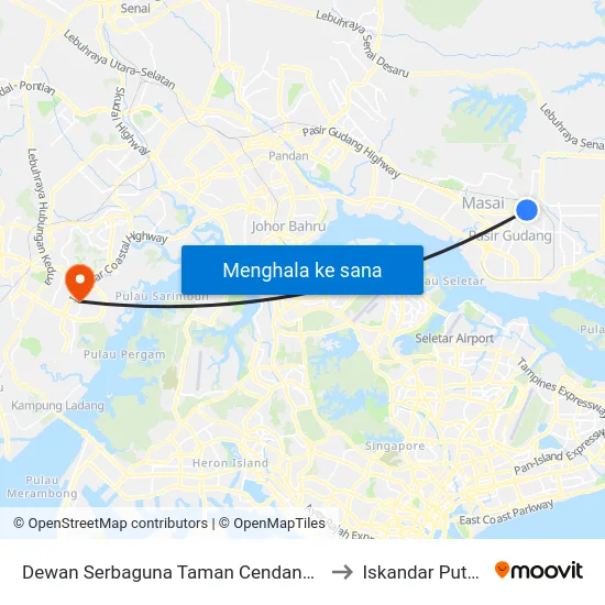Dewan Serbaguna Taman Cendana 2 to Iskandar Puteri map