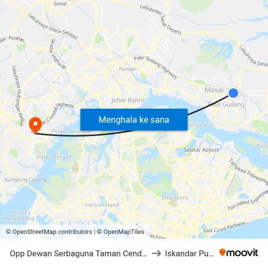 Opp Dewan Serbaguna Taman Cendana 2 to Iskandar Puteri map