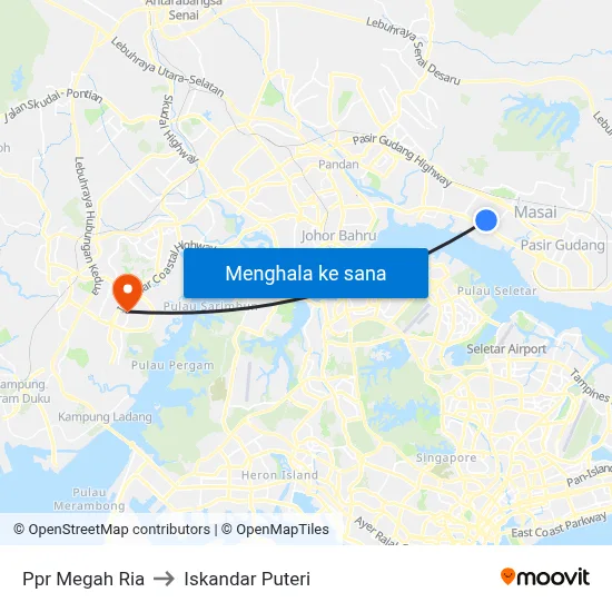 Ppr Megah Ria to Iskandar Puteri map