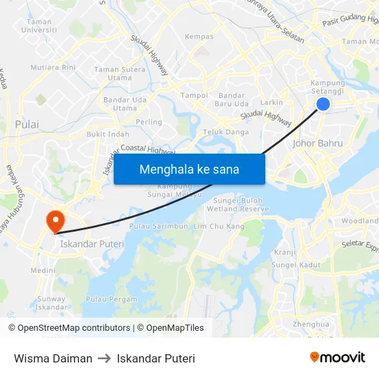 Wisma Daiman to Iskandar Puteri map