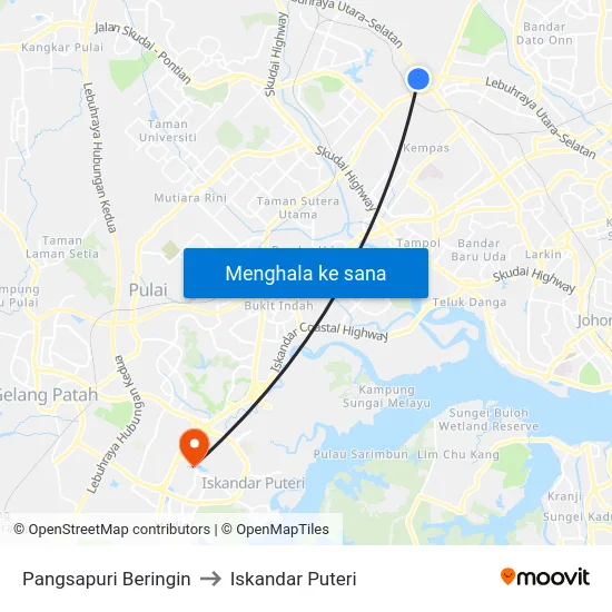 Pangsapuri Beringin to Iskandar Puteri map