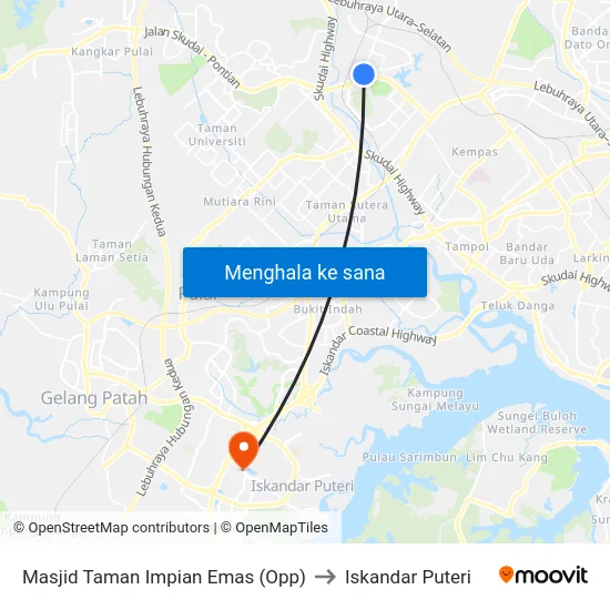 Masjid Taman Impian Emas (Opp) to Iskandar Puteri map