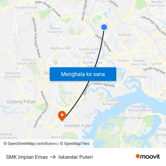 SMK Impian Emas to Iskandar Puteri map