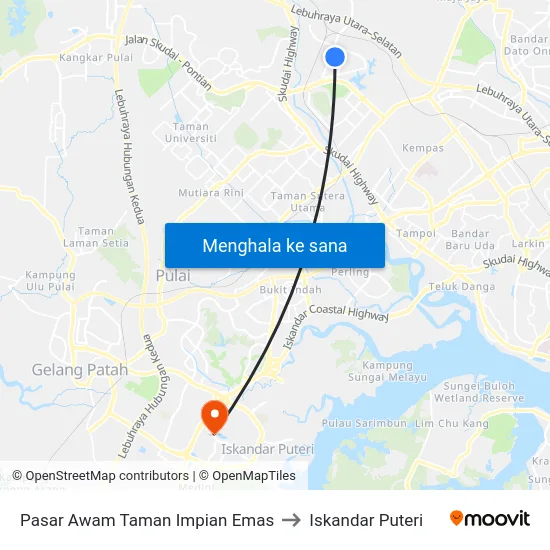 Pasar Awam Taman Impian Emas to Iskandar Puteri map