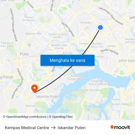 Kempas Medical Centre to Iskandar Puteri map